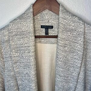 Eileen Fisher Speckled Open Front Cardigan in Cream and Black Fleck